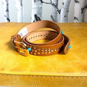 NWOT Vegan Leather and Turquoise Riveted Belt